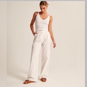 Abercrombie Linen-Blend Tailored Wide Leg Pant